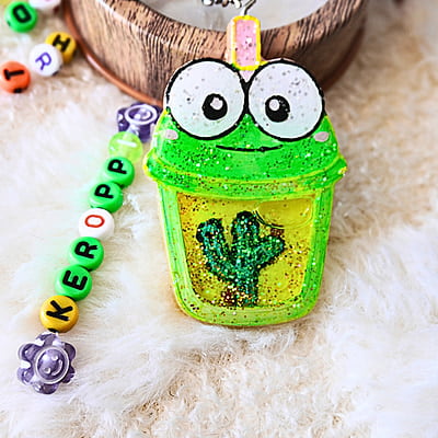 KEROPPI HAND PAINTED KAWAII CUP SHAKER KEYCHAIN KEROPPI HAND PAINTED KAWAII CUP SHAKER KEYCHAIN